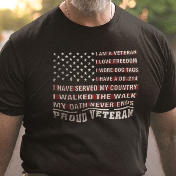 I Am A Veteran I Love Freedom I Wore Dog Tags Shirt American Flag