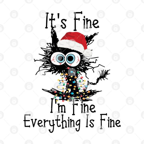It’s Fine I’m Fine Everything Is Fine Christmas Cat Shirt