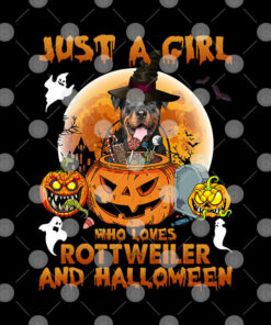 Just A Girl Who Loves Rottweiler And Halloween Shirt 2