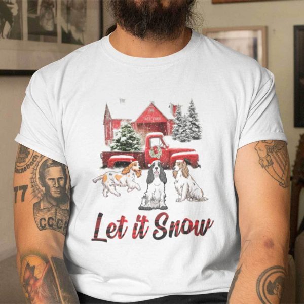 Let It Snow Cocker Spaniel Christmas T Shirt 100 Cotton