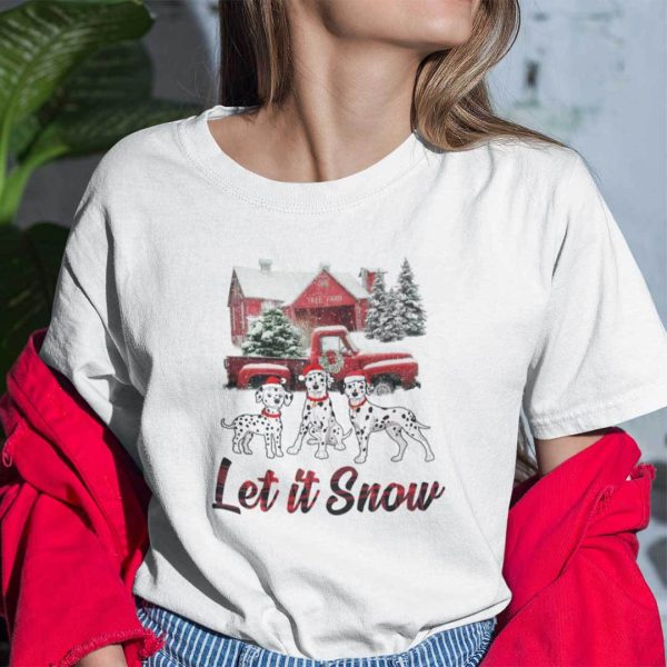 Let It Snow T Shirt Dalmatian Dog Christmas 100 Cotton