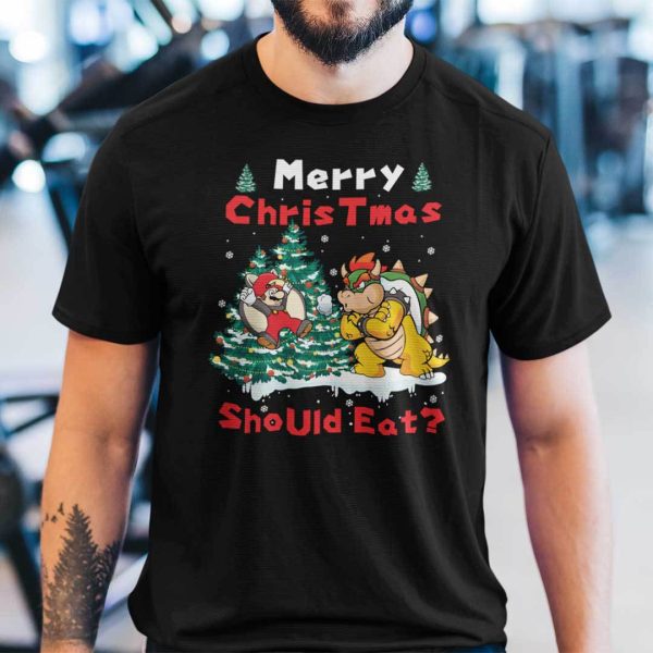 Mario Christmas T Shirt Merry Christmas Should Eat