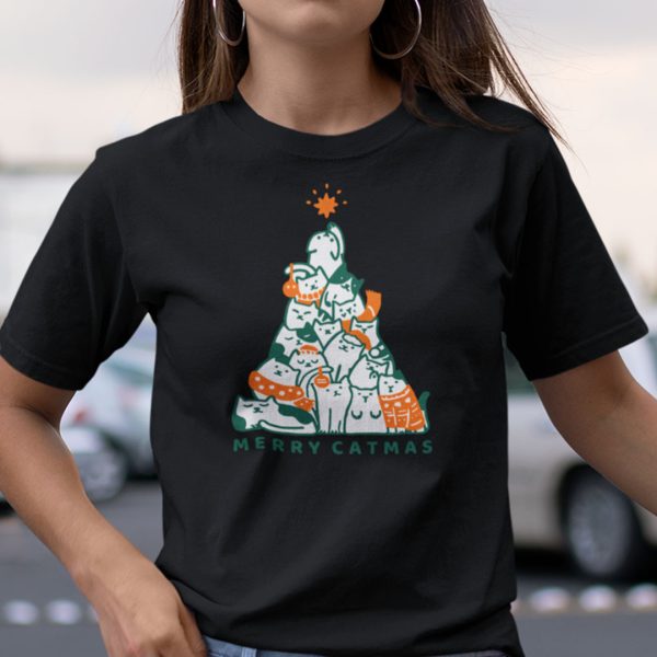 Merry Catmas Shirt Cat Pine Tree Tee