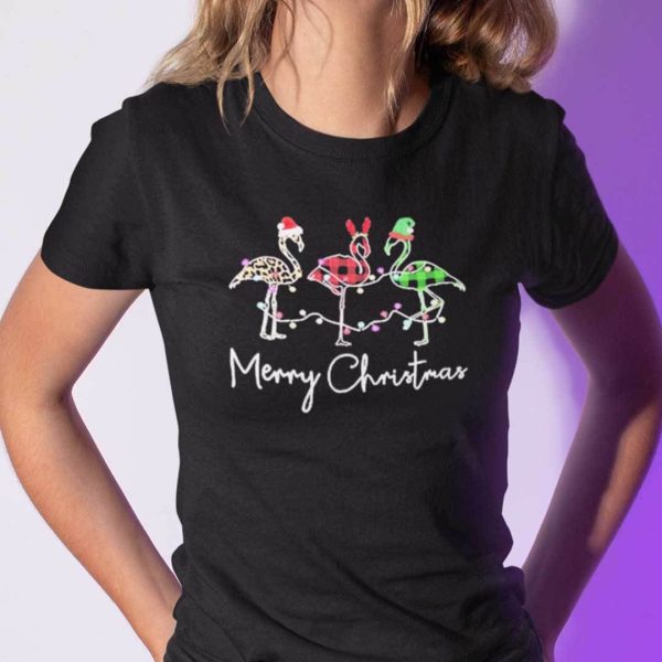 Merry Christmas Flamingos Light Shirt