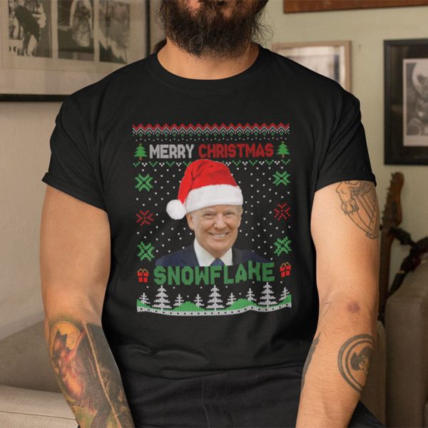 Merry Christmas Snowflake Trump 2024 Ugly Christmas Shirt