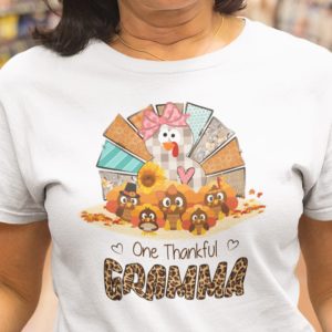 One Thankful Gramma Shirt Turkey Thanksgiving