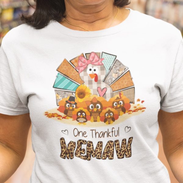 One Thankful Memaw Shirt Turkey Thanksgiving