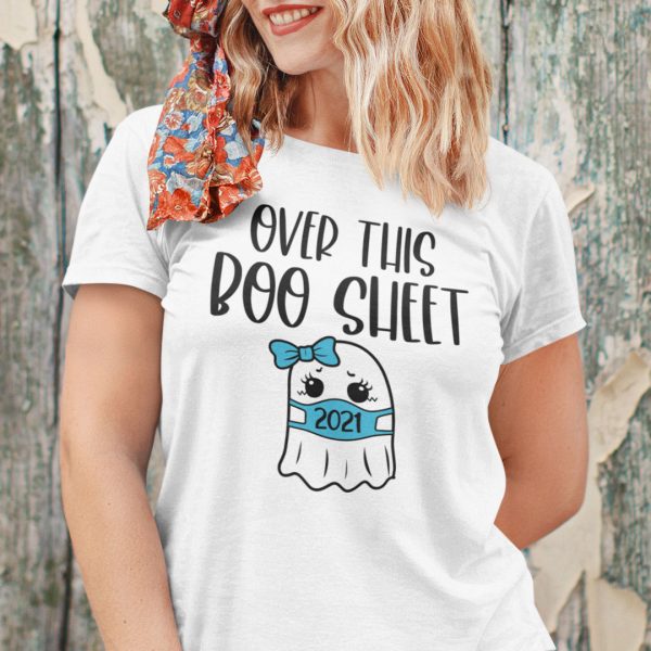 Over This Boo Sheet Shirt Ghost In Face Mask Halloween