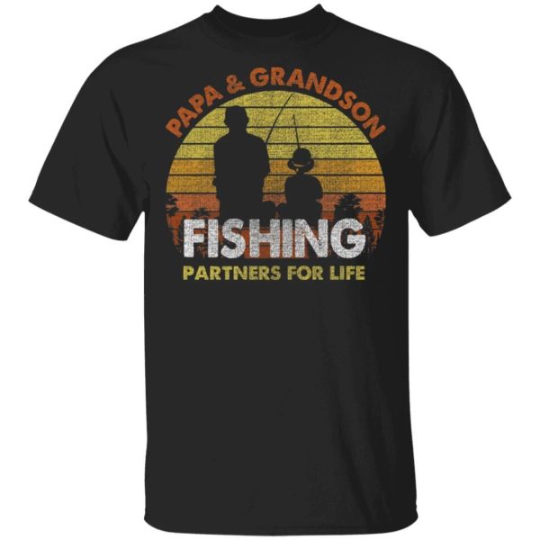 Papa And Grandson Fishing Partners For Life T-Shirt Fishing Lover  All Day Tee