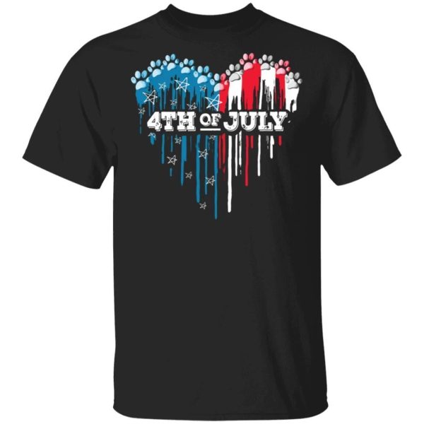 Paws Heart 4th Of July T-shirt Patriot Tee For Dogs And Cats Lovers  All Day Tee