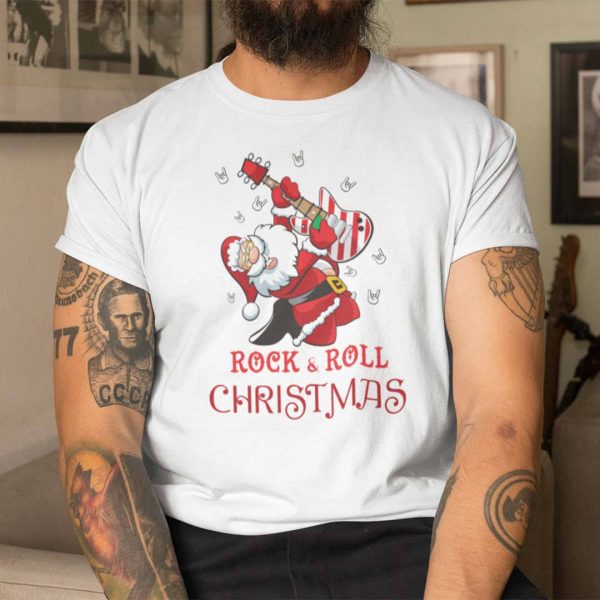 Rock And Roll Christmas Shirt Santa Claus