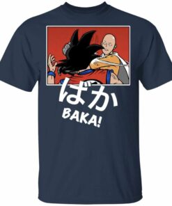 Saitama Hits Goku and Says Baka Shirt Mashup Dragon Ball and One Punch Man Tee All Day Tee 2