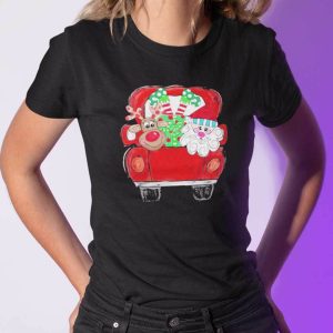 Santa Reindeer In Van Car Shirt Merry Christmas