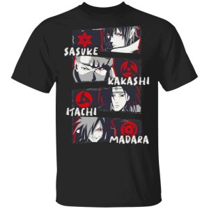 Sharingan Eyes Sasuke Kakashi Itachi Madara T Shirt Naruto Anime Tee All Day Tee 1