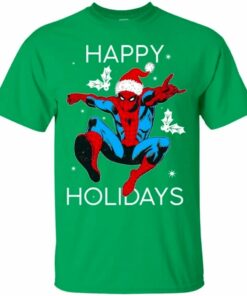 Spider Man Costume Santa Happy Holidays Christmas T Shirt Gift Idea All Day Tee 4