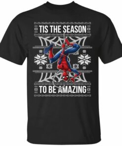 Spider Man Tis The Season To Be Amazing Ugly Style Christmas T Shirt All Day Tee 1