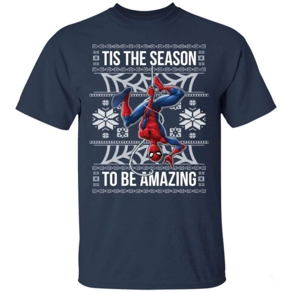 Spider-Man Tis The Season To Be Amazing Ugly Style Christmas T-Shirt  All Day Tee