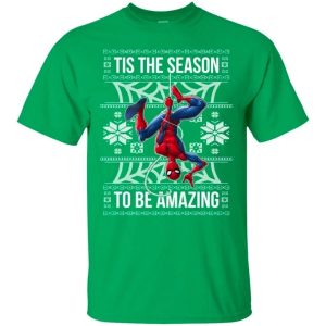 Spider Man Tis The Season To Be Amazing Ugly Style Christmas T Shirt All Day Tee 4