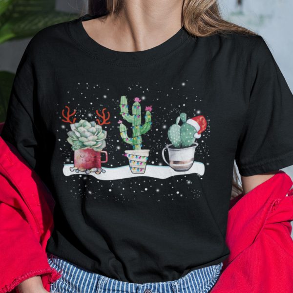Succulent Shirt Cactus Santa Hat Reindeer