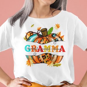 Thankful Grateful Blessed Shirt Gramma Thanksgiving Pumpkin Tee