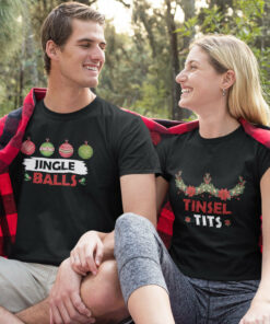 Tinsel Tits Shirt Merry Christmas Couple Tee 2
