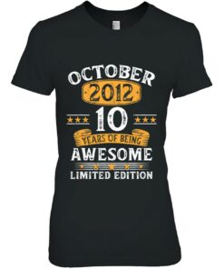 10 Years Old Gift Tee Vintage 10Th Birthday October 2012 Birthday 2
