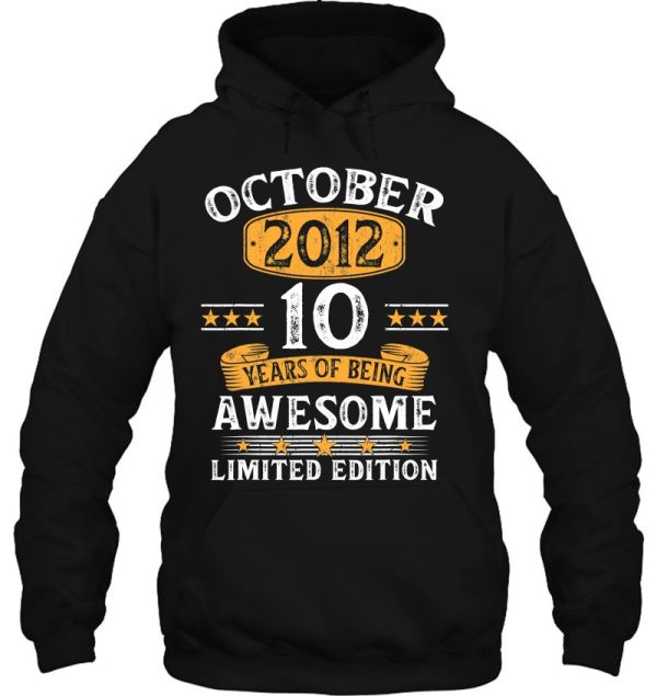 10 Years Old Gift Tee Vintage 10Th Birthday October 2012 Birthday