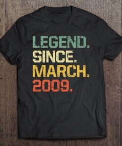 14 Years Old Shirt Gift Legend Since March 2009 Vintage 1