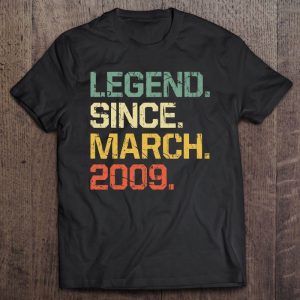 14 Years Old Shirt Gift Legend Since March 2009 Vintage 1