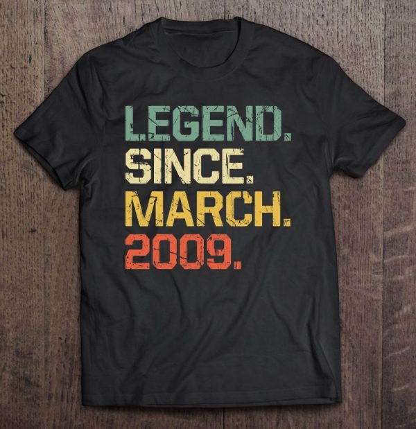 14 Years Old Shirt Gift- Legend Since March 2009 Vintage