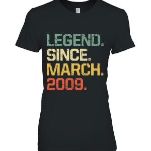 14 Years Old Shirt Gift Legend Since March 2009 Vintage 2