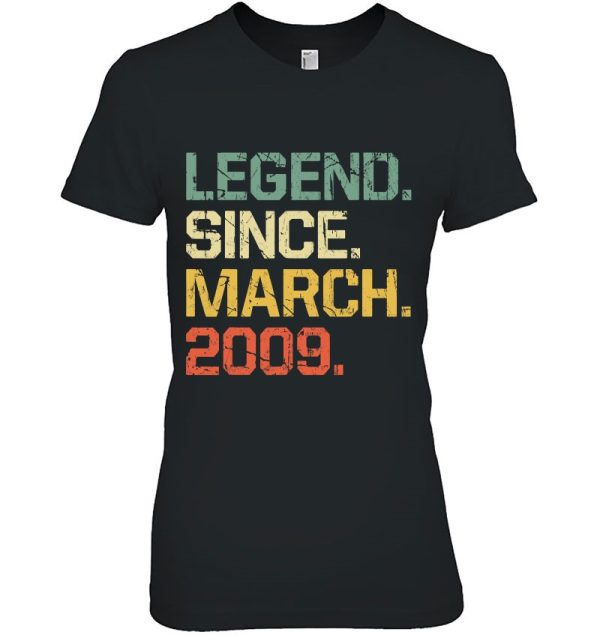 14 Years Old Shirt Gift- Legend Since March 2009 Vintage