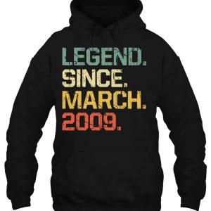 14 Years Old Shirt Gift Legend Since March 2009 Vintage 3