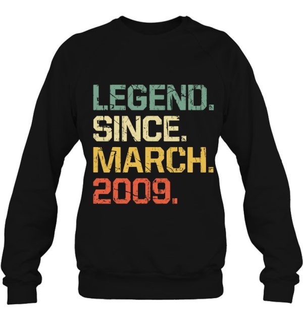 14 Years Old Shirt Gift- Legend Since March 2009 Vintage