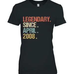 15Th Birthday Gift Legendary Since April 2008 Shirt Retro 2