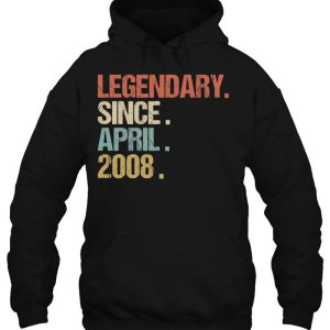 15Th Birthday Gift Legendary Since April 2008 Shirt Retro 3