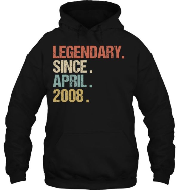 15Th Birthday Gift Legendary Since April 2008 Shirt Retro