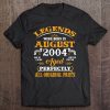 18Th Birthday Tee Legends Born In August 2004 18 Years Old