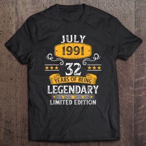 32 Years Old Awesome Since July 1991 32Nd Birthday Gifts