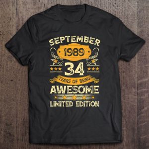 34 Years Old Gifts 34Th Birthday Vintage September 1989 Retro