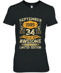 34 Years Old Gifts 34Th Birthday Vintage September 1989 Retro 2
