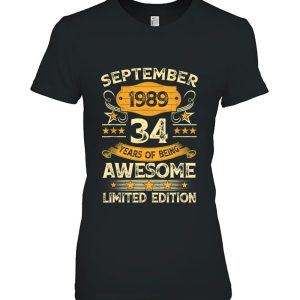 34 Years Old Gifts 34Th Birthday Vintage September 1989 Retro