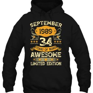 34 Years Old Gifts 34Th Birthday Vintage September 1989 Retro 3