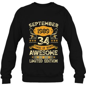 34 Years Old Gifts 34Th Birthday Vintage September 1989 Retro 4