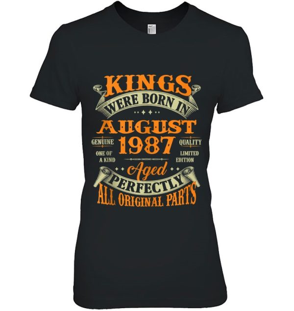 35Th Birthday Tee For Kings Born In August 1987 35 Years Old