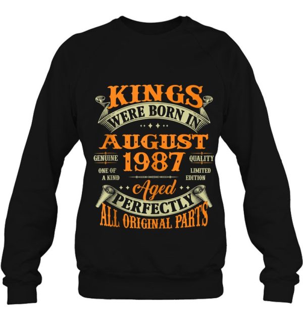 35Th Birthday Tee For Kings Born In August 1987 35 Years Old