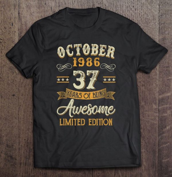 37 Years Old Gifts 37Th Birthday Vintage October 1986 Retro