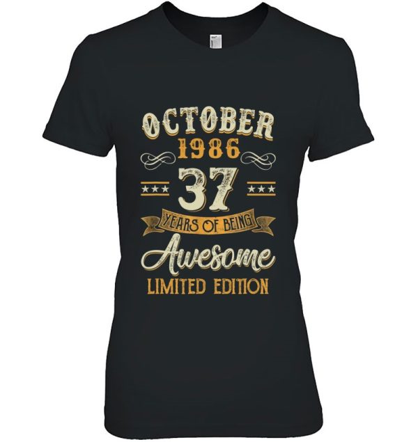 37 Years Old Gifts 37Th Birthday Vintage October 1986 Retro