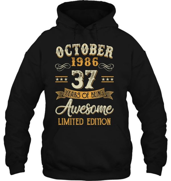 37 Years Old Gifts 37Th Birthday Vintage October 1986 Retro