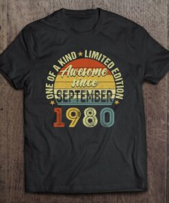 43 Years Old Gift 43Rd Birthday Awesome Since September 1980 Retro 1